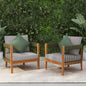 [Set of 2] Acacia Wood Outdoor Club Chair with Rope Accents