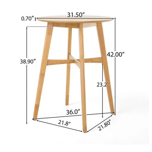 Mid-Century Modern Round Bar Table – 42" High Bar Table with Tapered Legs