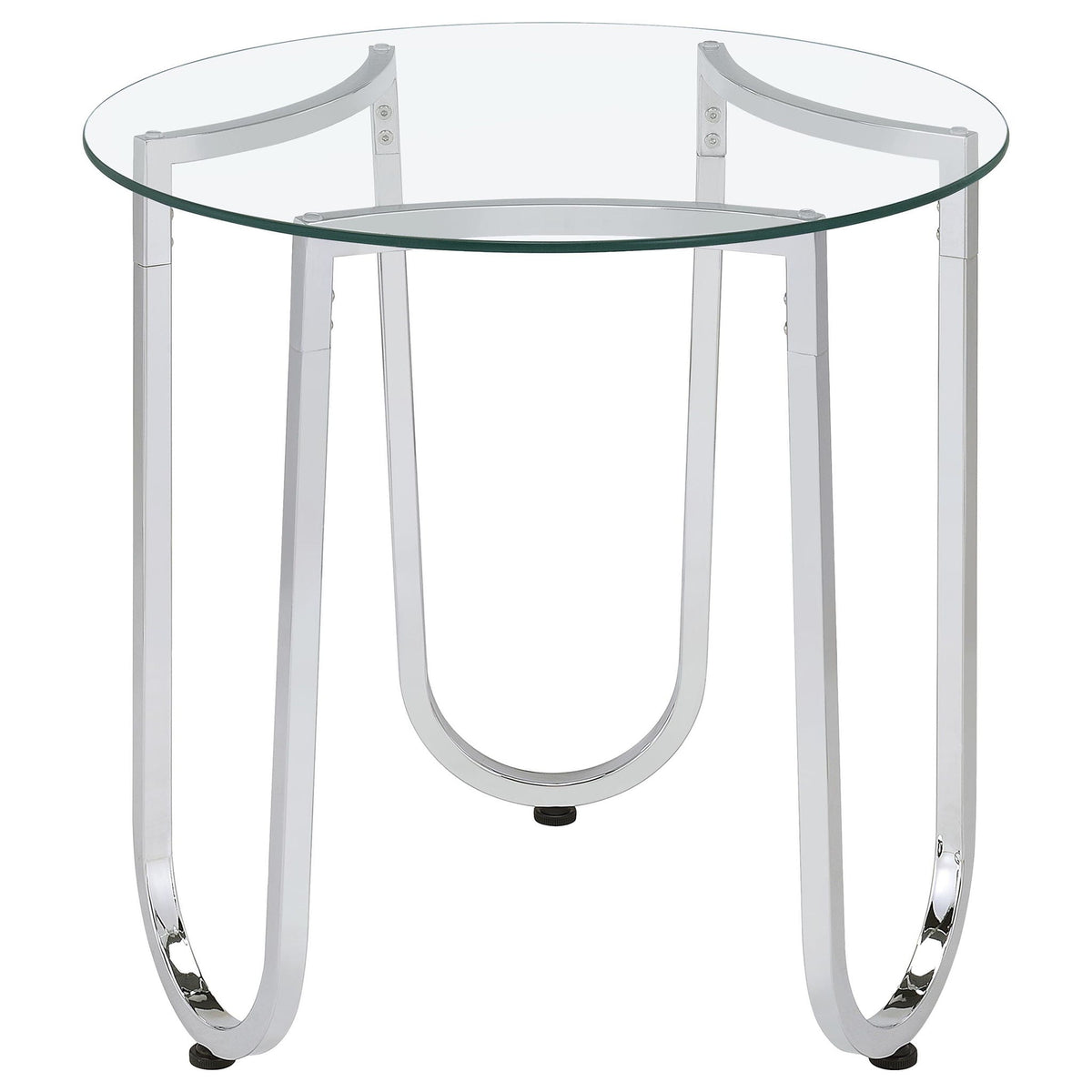 Beller 2-piece Round Tempered Glass Top Coffee Table Set Chrome