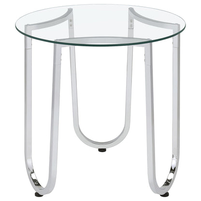 Beller 2-piece Round Tempered Glass Top Coffee Table Set Chrome