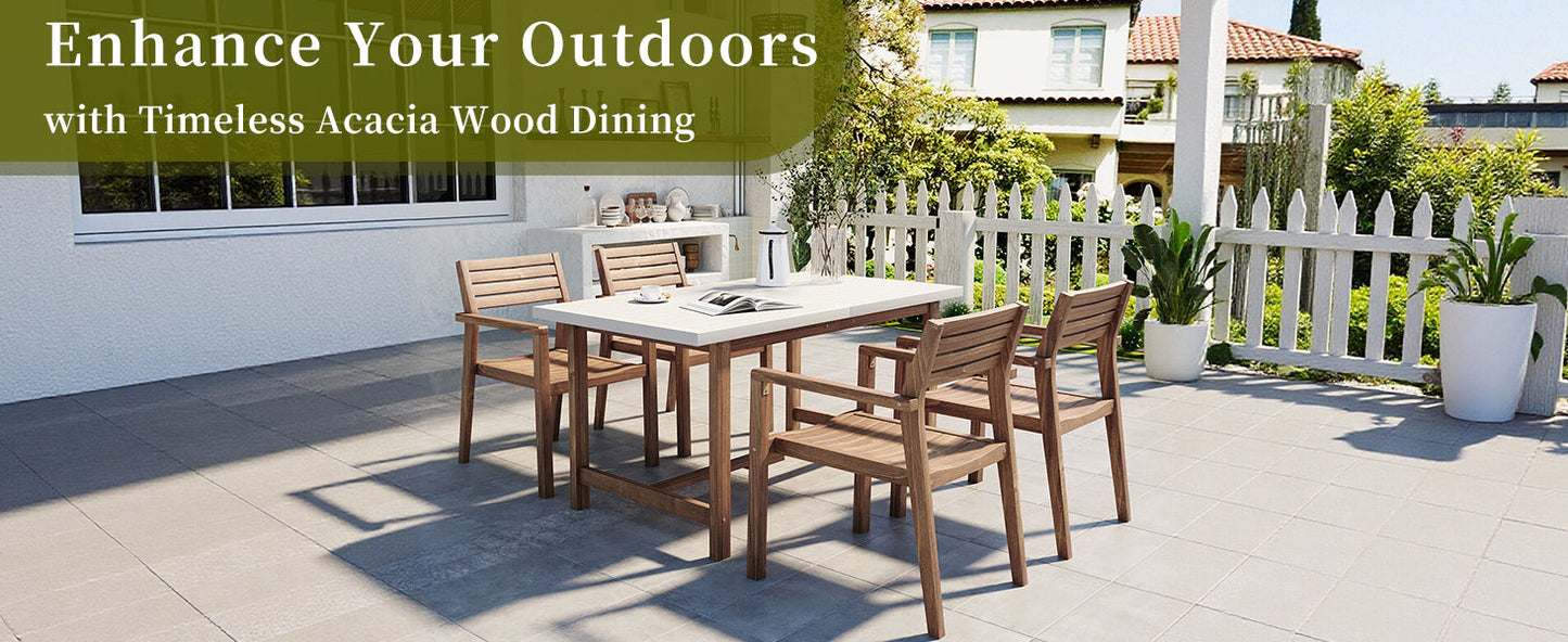 U_STYLE 5-Piece Outdoor Acacia Wood Dining Set