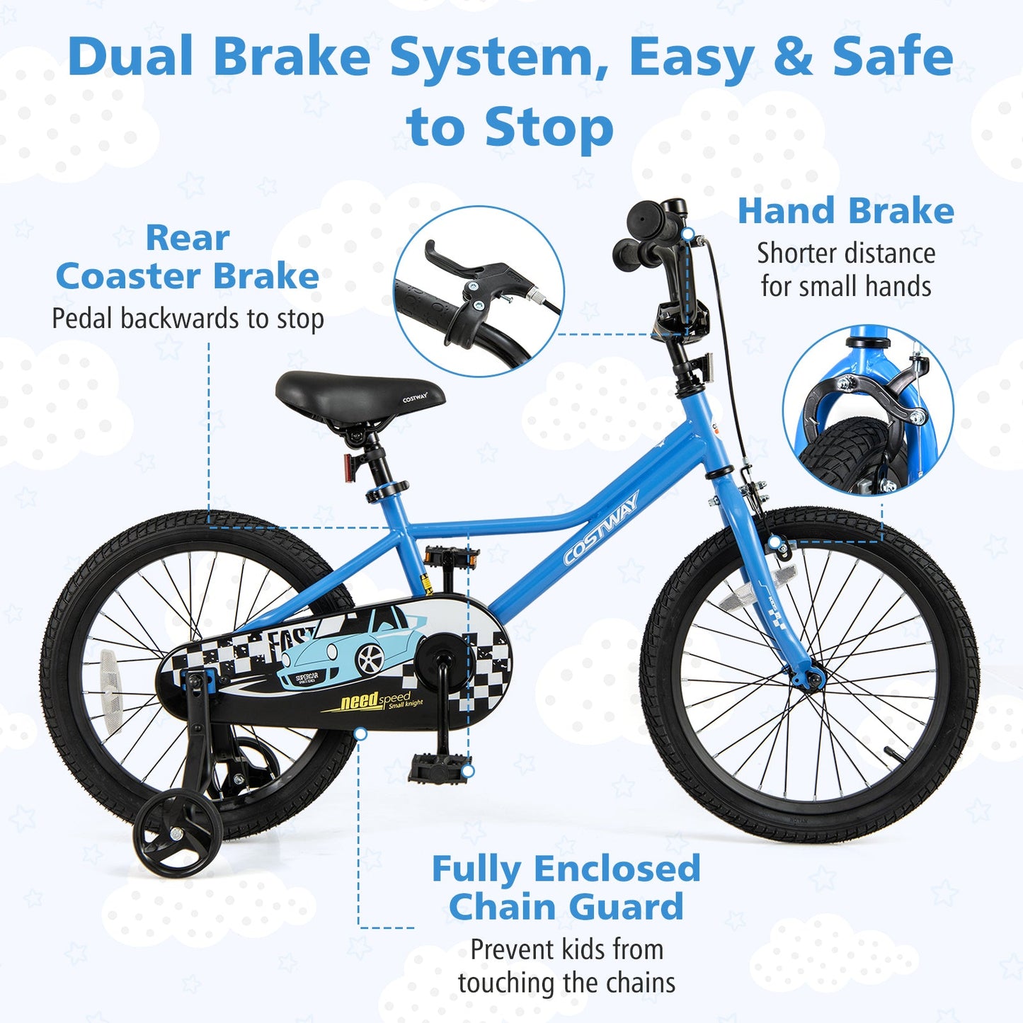 18 Inch Kids Bike with Removable Training Wheels for Aged 4-8 Years Old