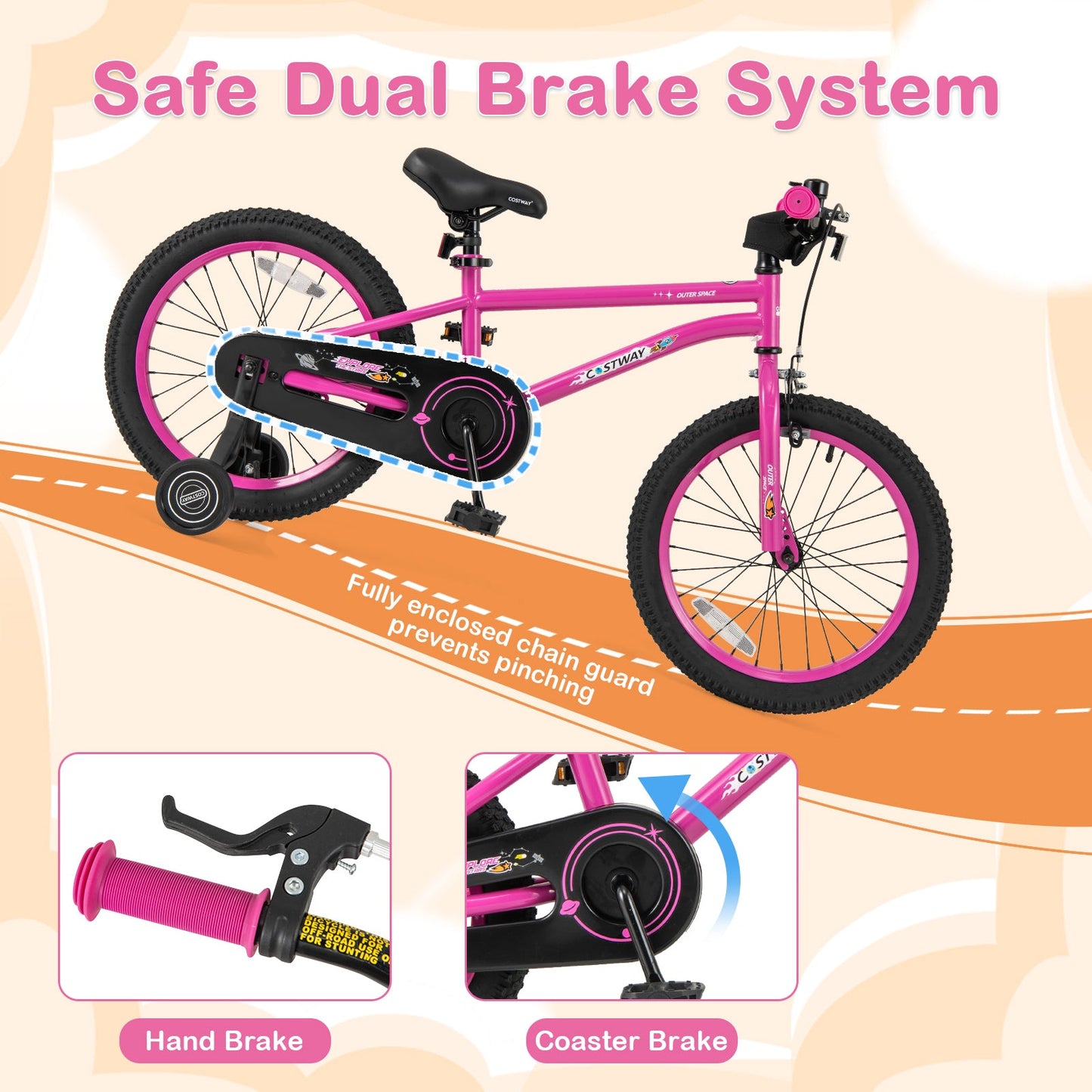 18 Inch Kids Bike for 4-8 Years Old Adjustable with Removable Training Wheels