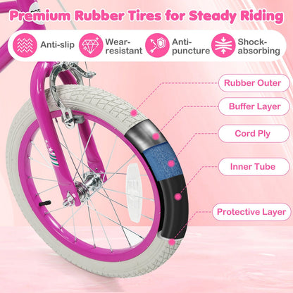 Kids Bike 12-18 Inch with Training Wheels - Pink