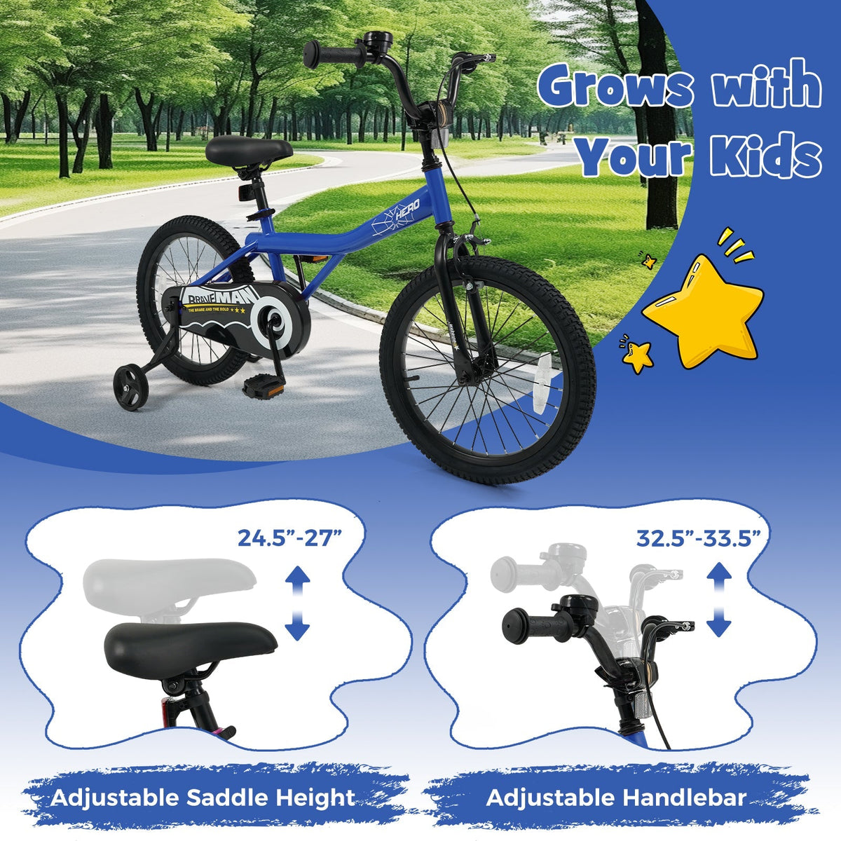Kids Bike 14-Inch with Removable Training Wheels Navy