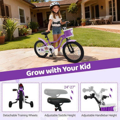 Kids Bike with Training Wheels 12-18 Inch - Purple