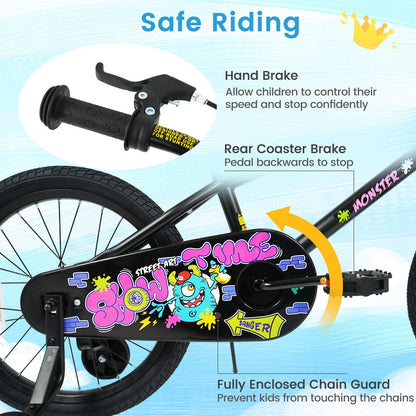 18-Inch Kids Bike with Training Wheels for Ages 4-8