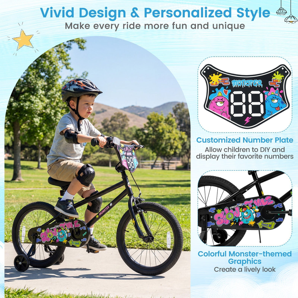 18-Inch Kids Bike with Training Wheels for Ages 4-8