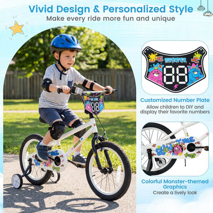 Kids Bike with Training Wheels 12-18 Inch White