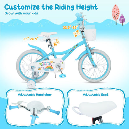 Girls Bike 12-18 Inch with Training Wheels and Basket