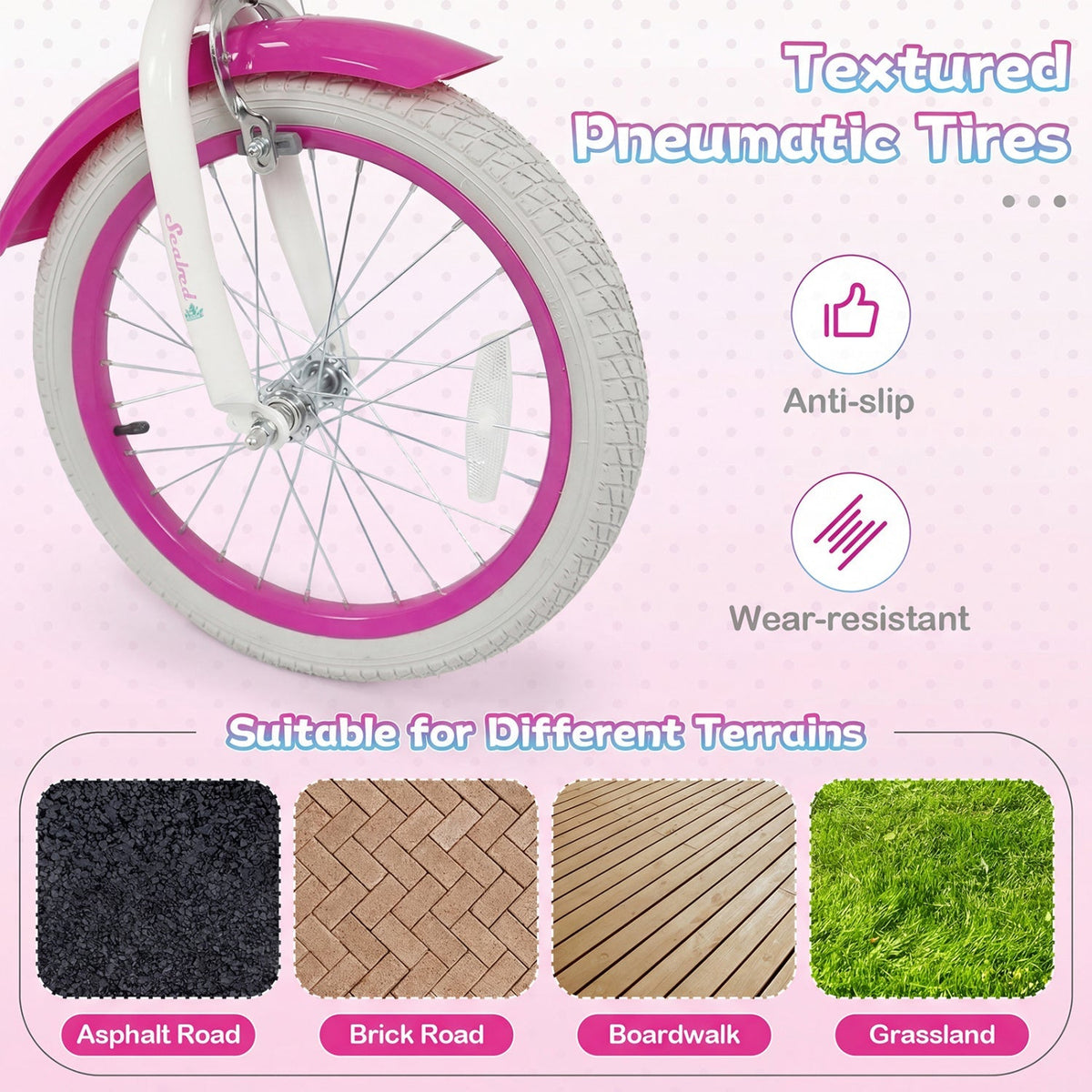 Kids Bike 18-Inch with Training Wheels and Basket Rose Red