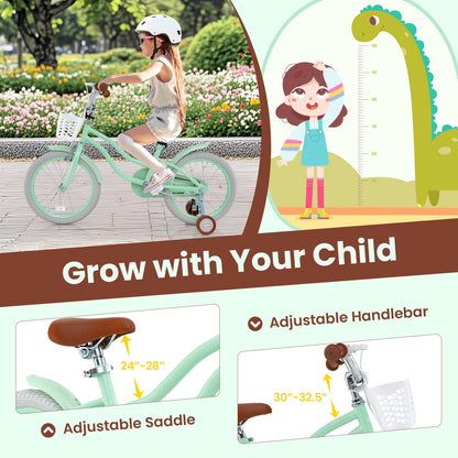 18 Inch Kids Bike with Adjustable Seat and Bell for Kids 3-8 Years Olds-18 inches