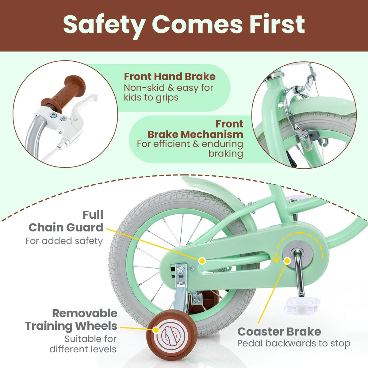 18 Inch Kids Bike with Adjustable Seat and Bell for Kids 3-8 Years Olds-18 inches