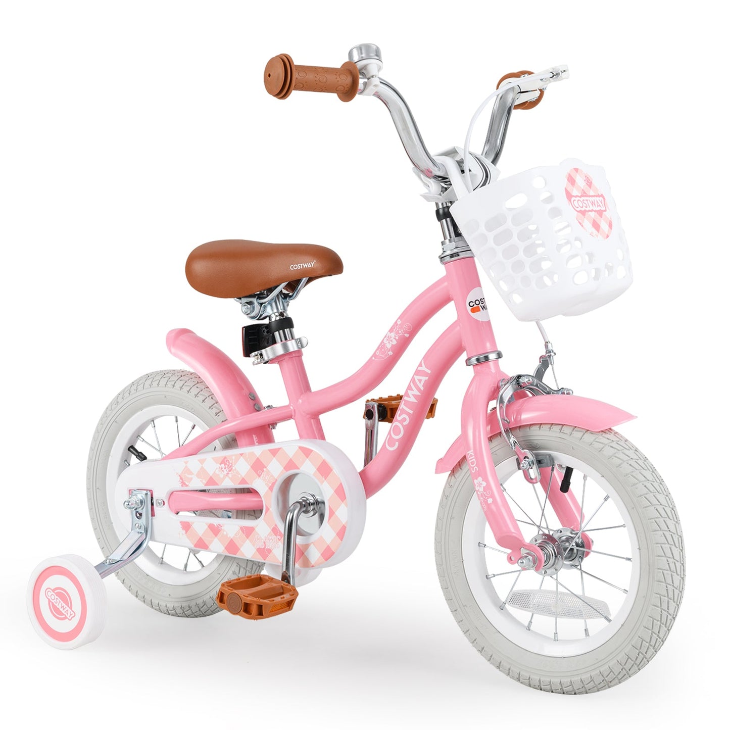 18 Inch Kids Bike with Training Wheels and Basket for Boys Girls 4-8 Years Old-18 inches