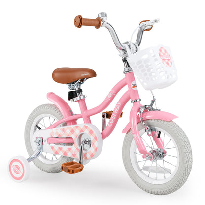 18 Inch Kids Bike with Training Wheels and Basket for Boys Girls 4-8 Years Old-18 inches