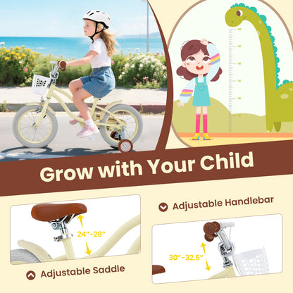 14/16/18 Inch Kids Bike Adjustable with Training Wheels Ages 3-8 Years Olds-18 inches