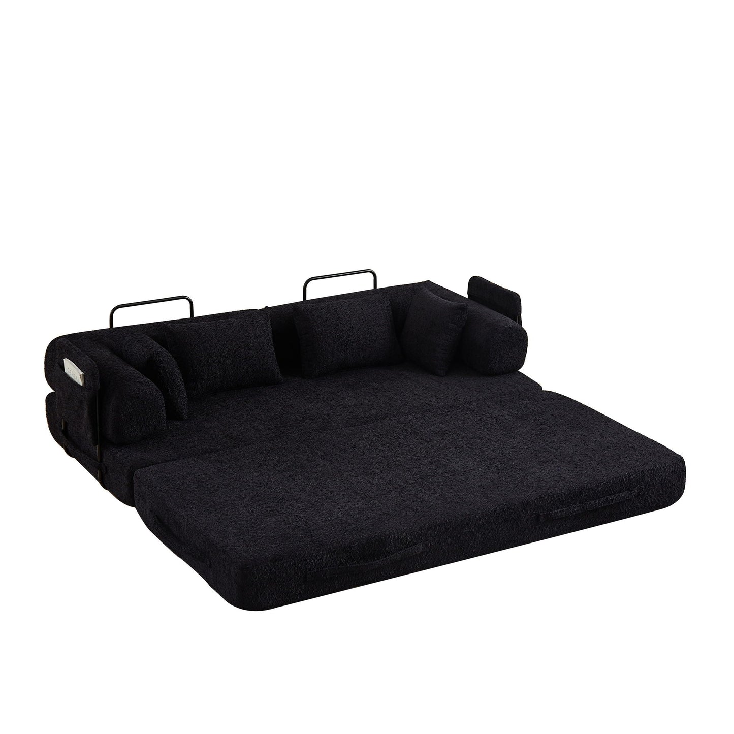 Convertible Sleeper Sofa Bed With Cylindrical Pillow
