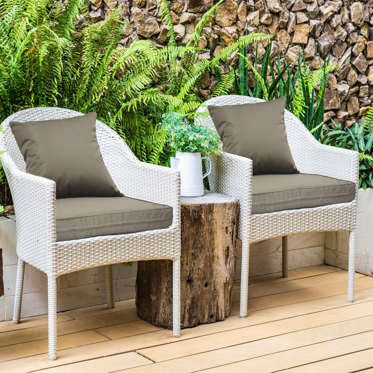Outdoor Seat Cushion Set Waterproof Patio Furniture Cushion and Back Pillow Fade Resistant Deep SeatÊSet Chair Pad with Removable Cover for Chair Sofa