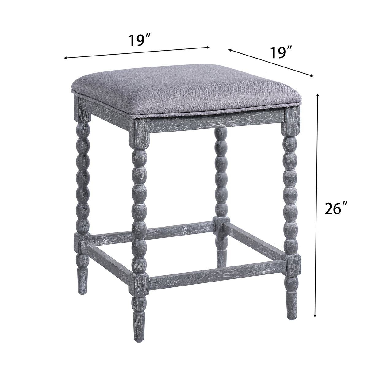 26" Counter Stools - Set of 2 with Upholstered Seat
