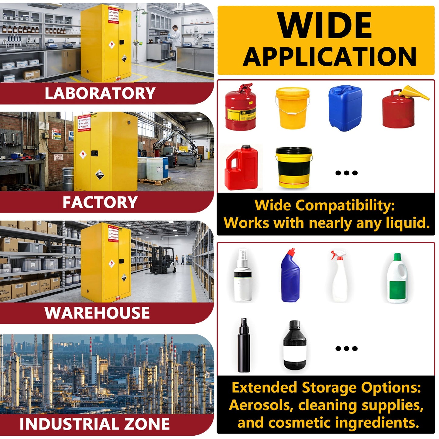60 Gal Flammable Safety Cabinet, 34"W x 34"D x 65"H