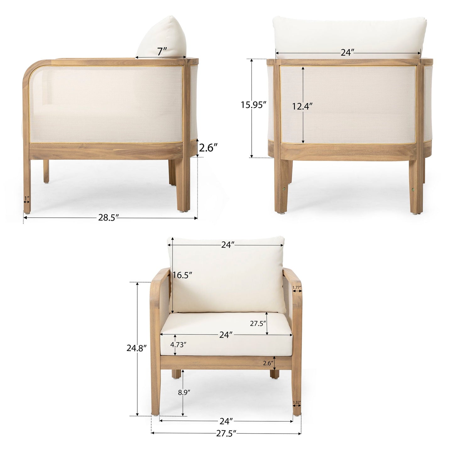 Outdoor Acacia Wood Patio Club Chair