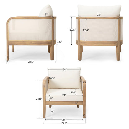 Outdoor Acacia Wood Patio Club Chair