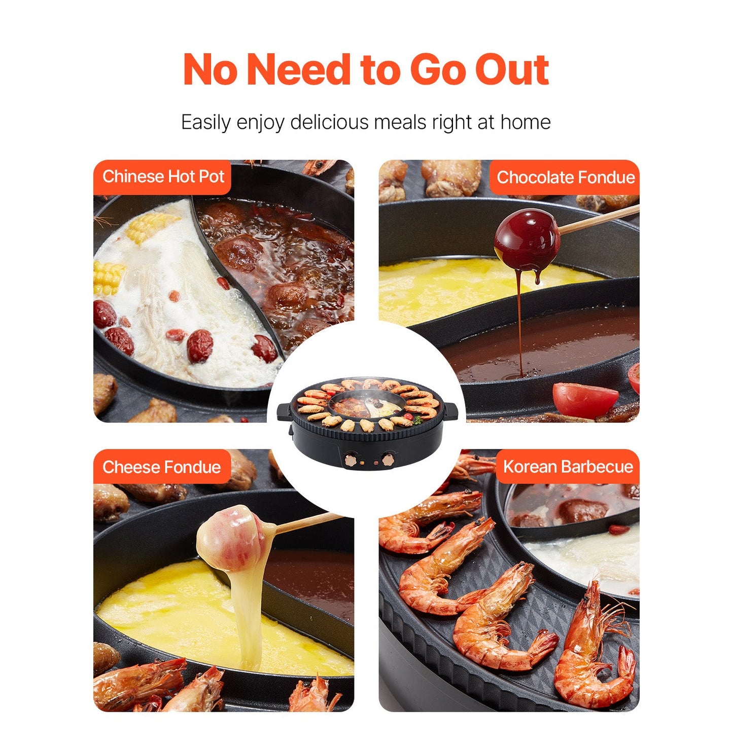 Hot Pot with Grill 1800W 2-in-1 Electric Smokeless Grill Hot Pot for 2-8 People