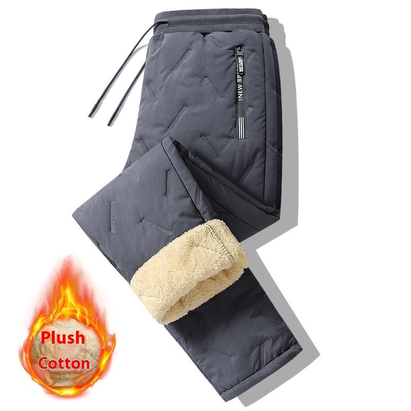 Men's Fleece-Lined Thermal Joggers | Lambswool Sherpa Sweatpants Windproof Waterproof Winter Pants Warm