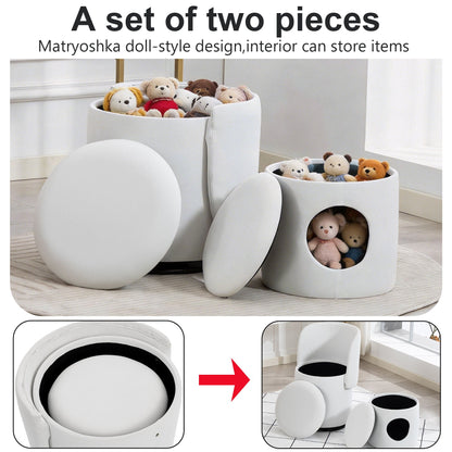 Barrel Chair With Built In Storage, 360° Swivel - Beige