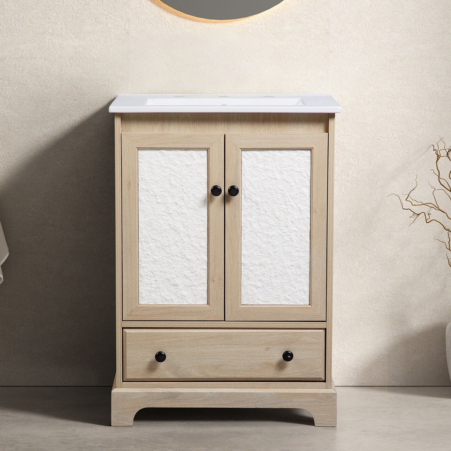 Bathroom Vanity With Basin, 1 Drawer Free Standing Storage - Brown