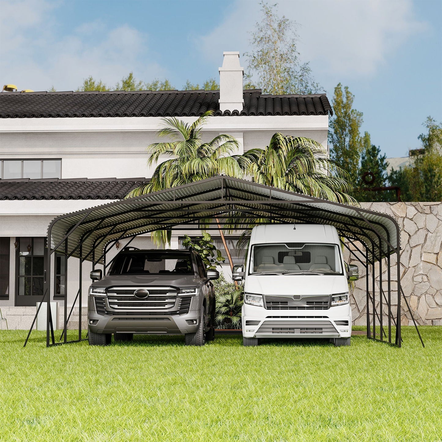 Heavy Duty Carport, All Weather Shelter - Black