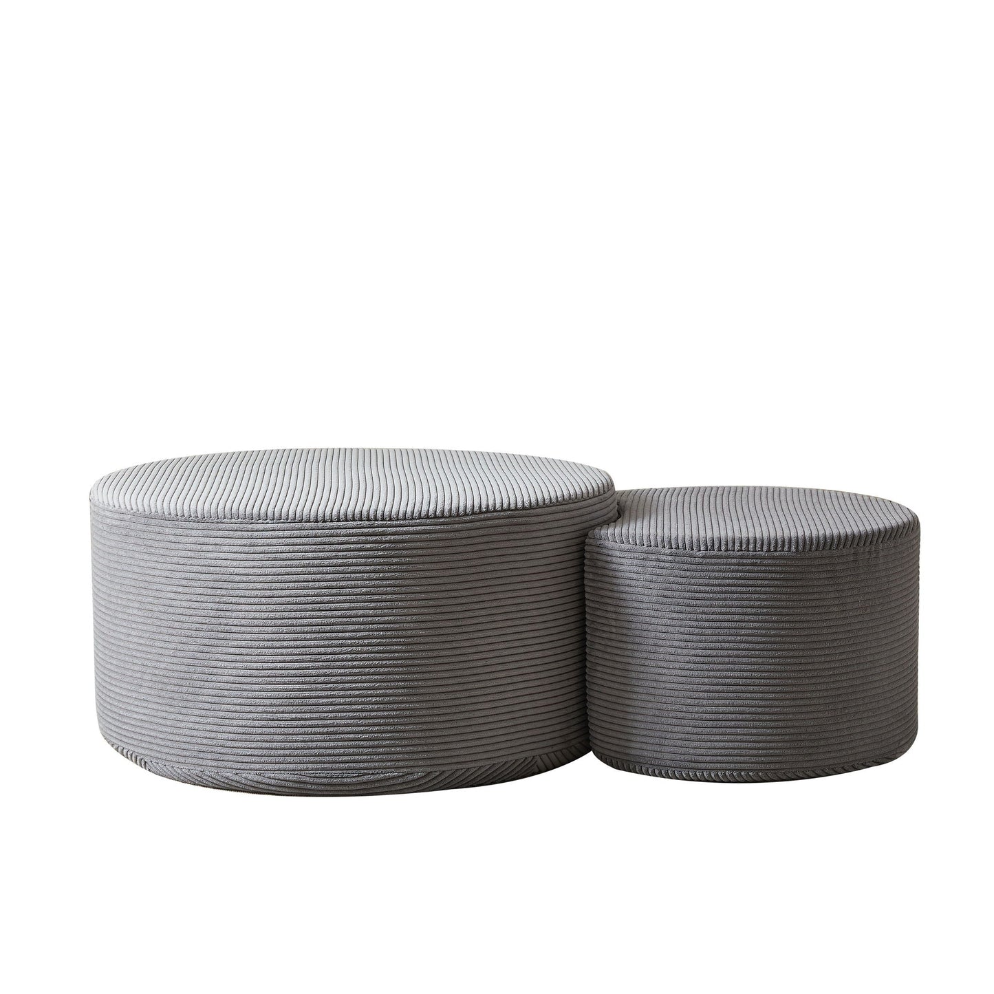 Modern Upholstered Round Coffee Table For Living Room (Set of 2)