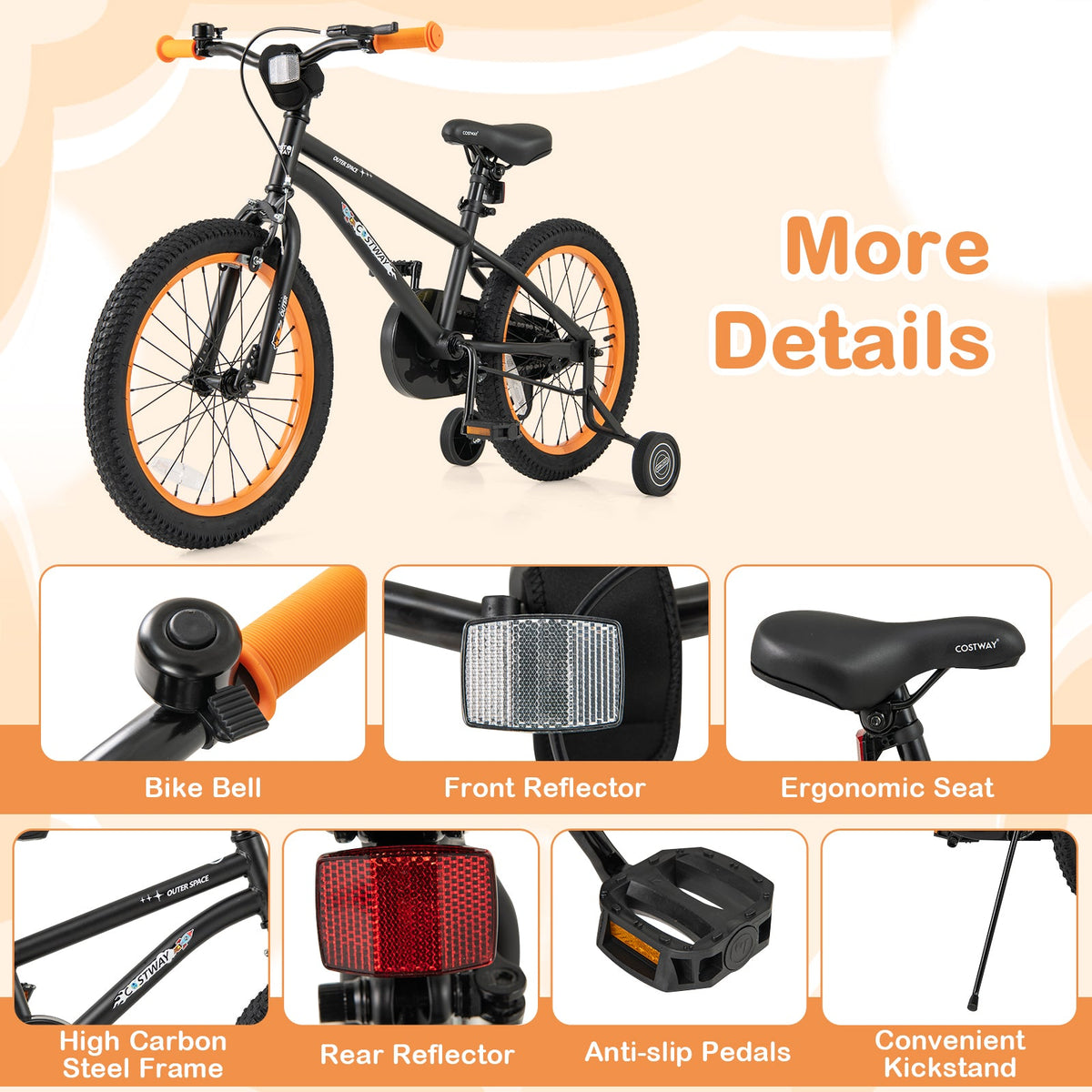 18-Inch Kids Bike Sport Bicycle for 4-8 Years Old with Adjustable Seat-18 inches