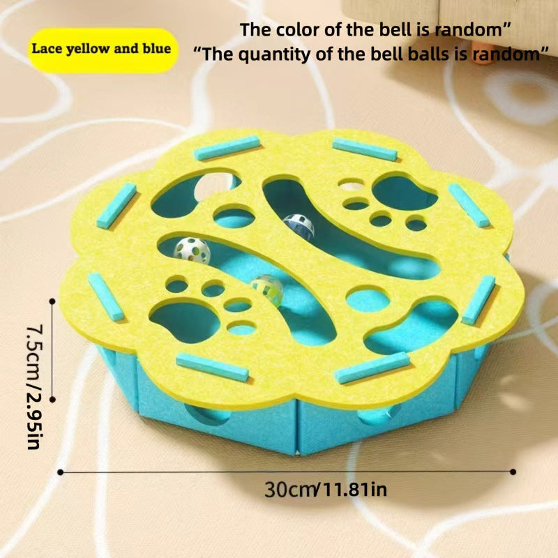 Interactive Cat Puzzle Toy With Maze Tunnel, Bell Ball & Pathways - No Batteries Needed, Durable Felt Construction - Mental Stimulation & Hunting Exercise For Indoor Cats - Pet Exercise Toy For All Br