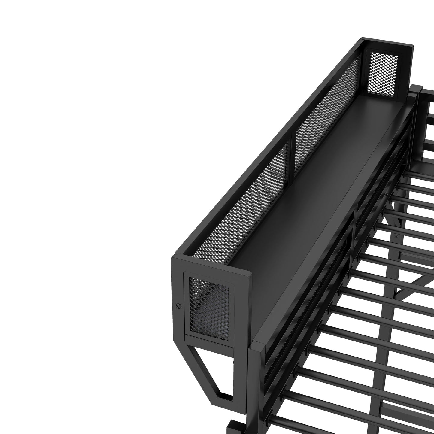 Full Size Loft Bed with Ladder and Storage Shelves