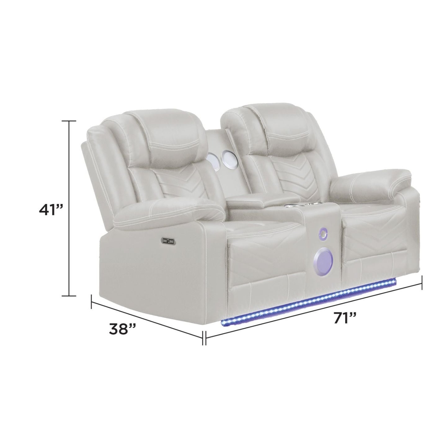Challenger LED Power Recliner Loveseat With Console