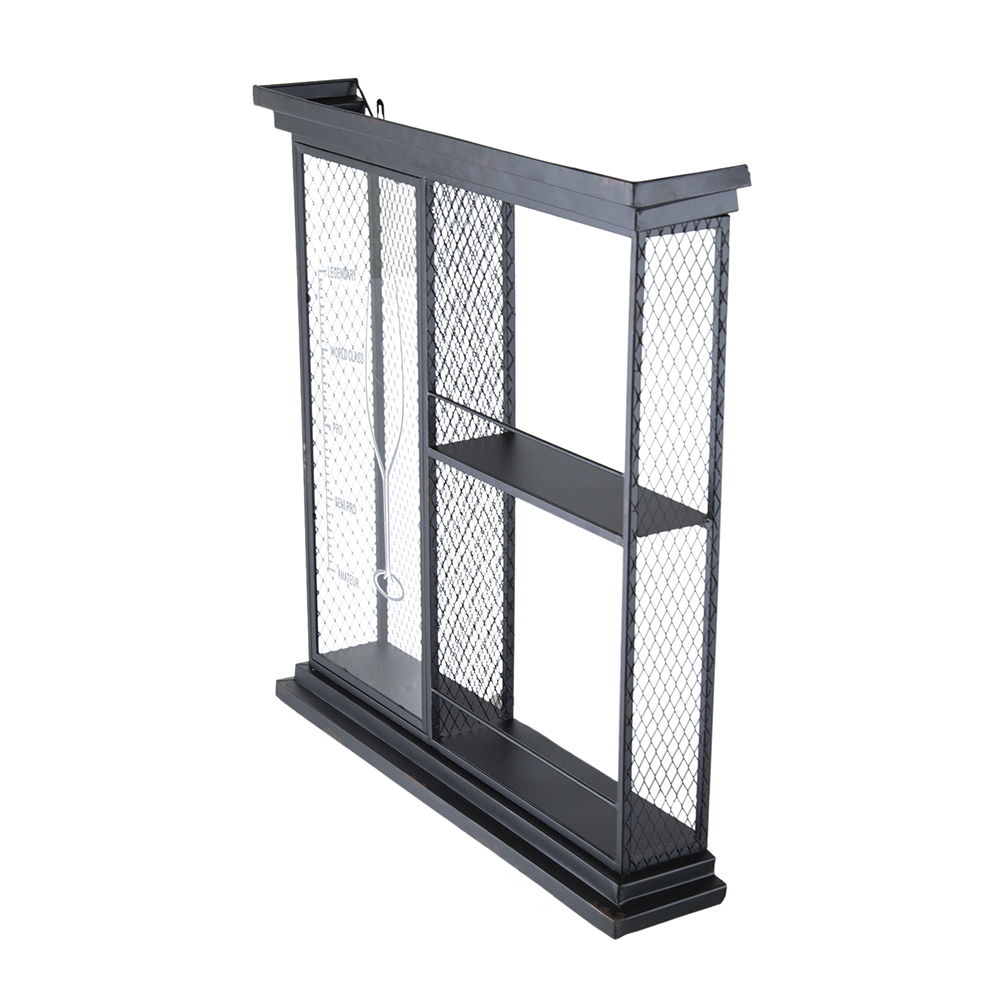 Floating Wine Bar Shelf With Glass Holder And Display Shelves - Black