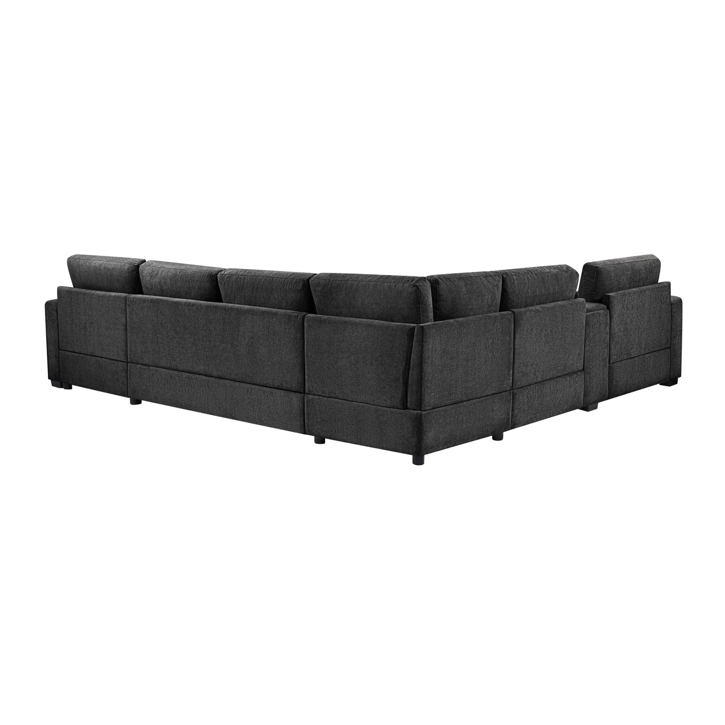 Modular 5 Seat U-Shape Sectional Sofa With Chaise Lounge, Built In Cup Holders And Storage Drawer