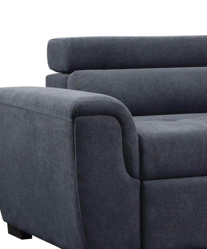 Haris - Sleeper Sofa Sectional With Adjustable Headrest And Storage Ottoman - Dark Gray