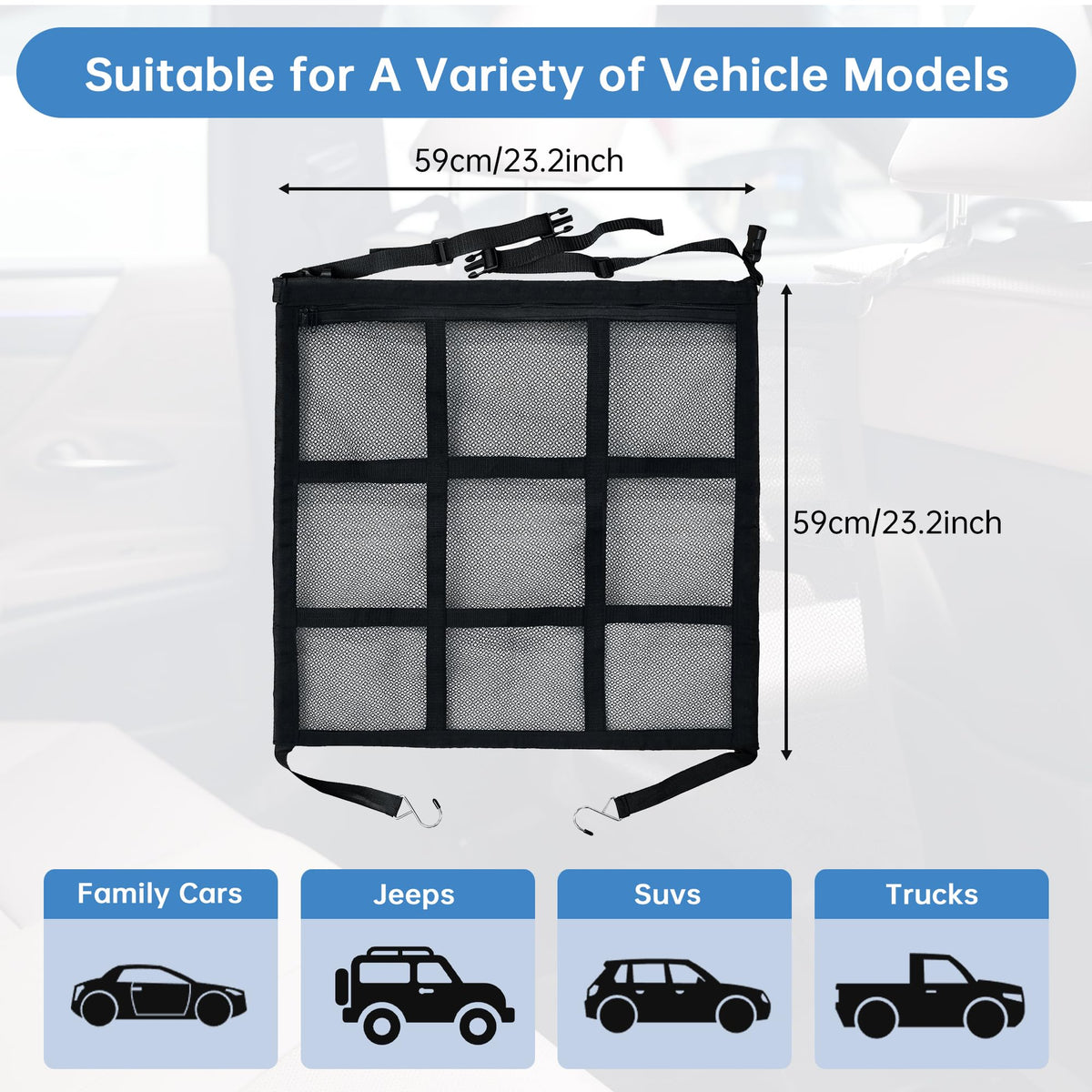 Dog Car Barrier For Sedans SUVs Trucks, Double-Layer Mesh, Easy Install