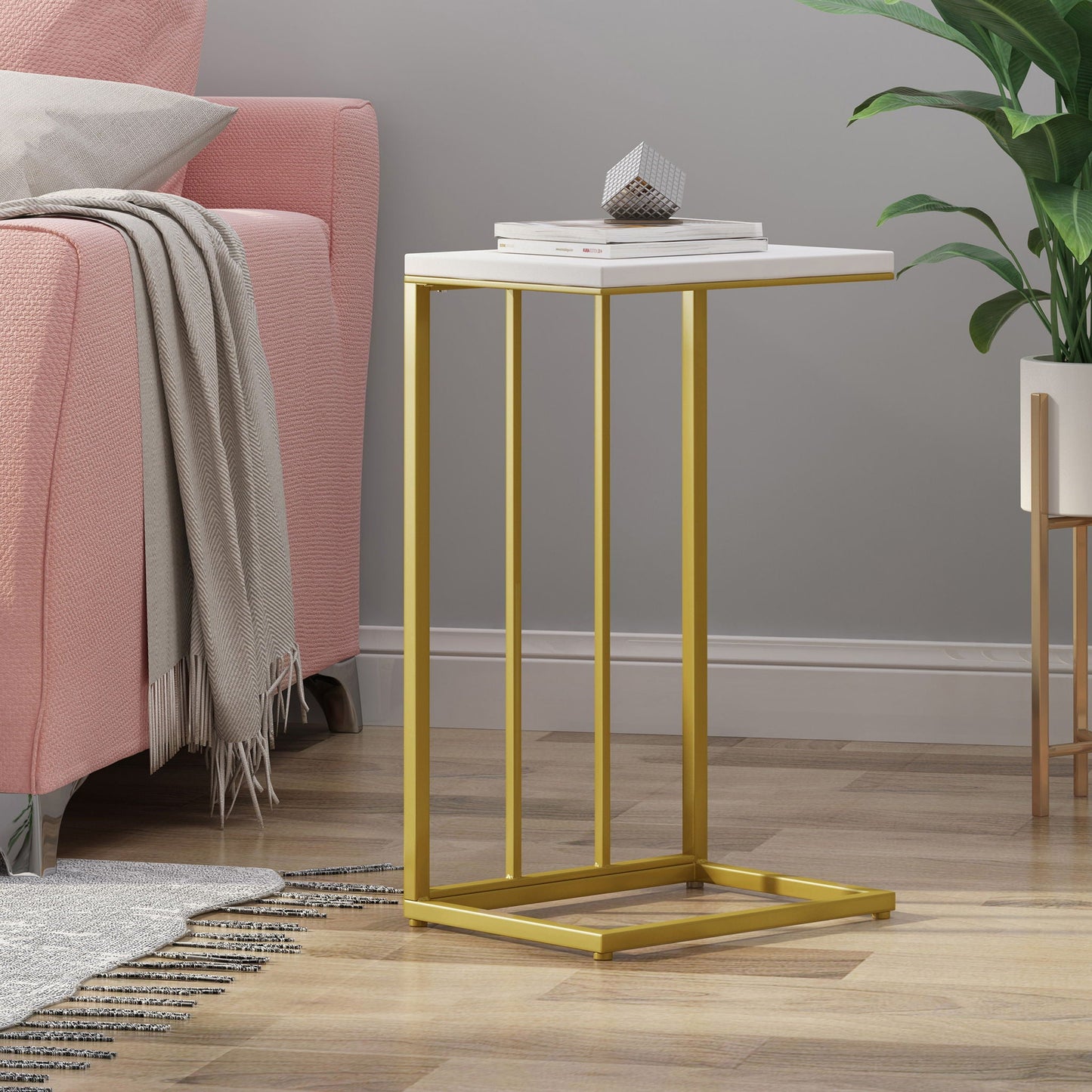 Modern Glam C-Shape End Table