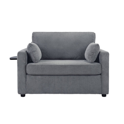 Sleeper Sofa With Foldable Mattress, USB Ports, Side Table & Storage Pocket