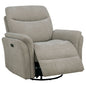 Adler Upholstered Power Swivel Glider Recliner Greige