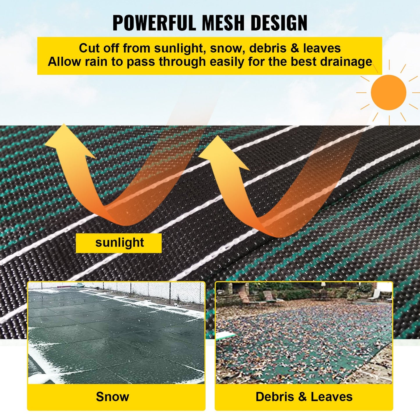 Pool Safety Cover Fits 20 x 38 ft Rectangle Inground Pools
