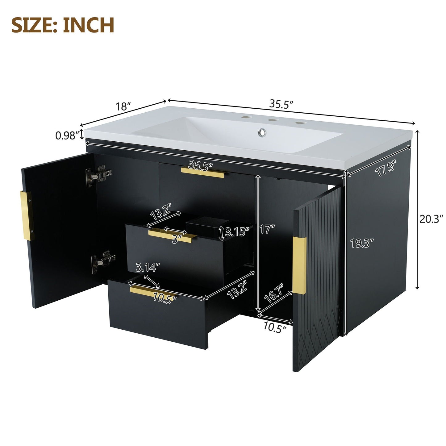 Wall Mounted Bathroom Vanity With Sink and Floating Storage Cabinet