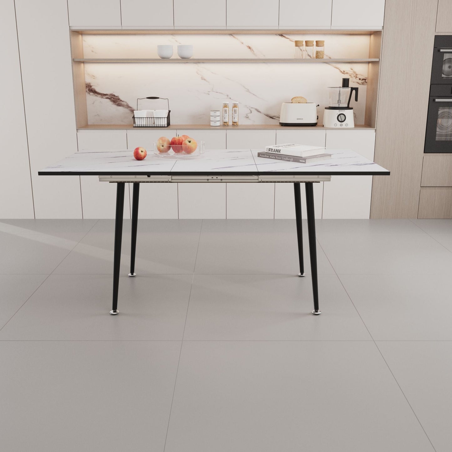 Modern Extendable Dining Table And Chair Set For 2 - 6 People