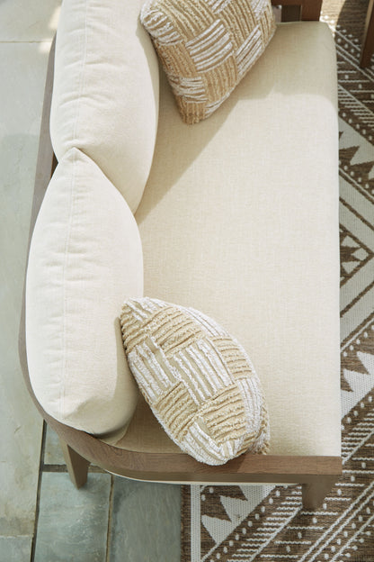 Serene Bay - Loveseat With Cushion - Dark Brown / White