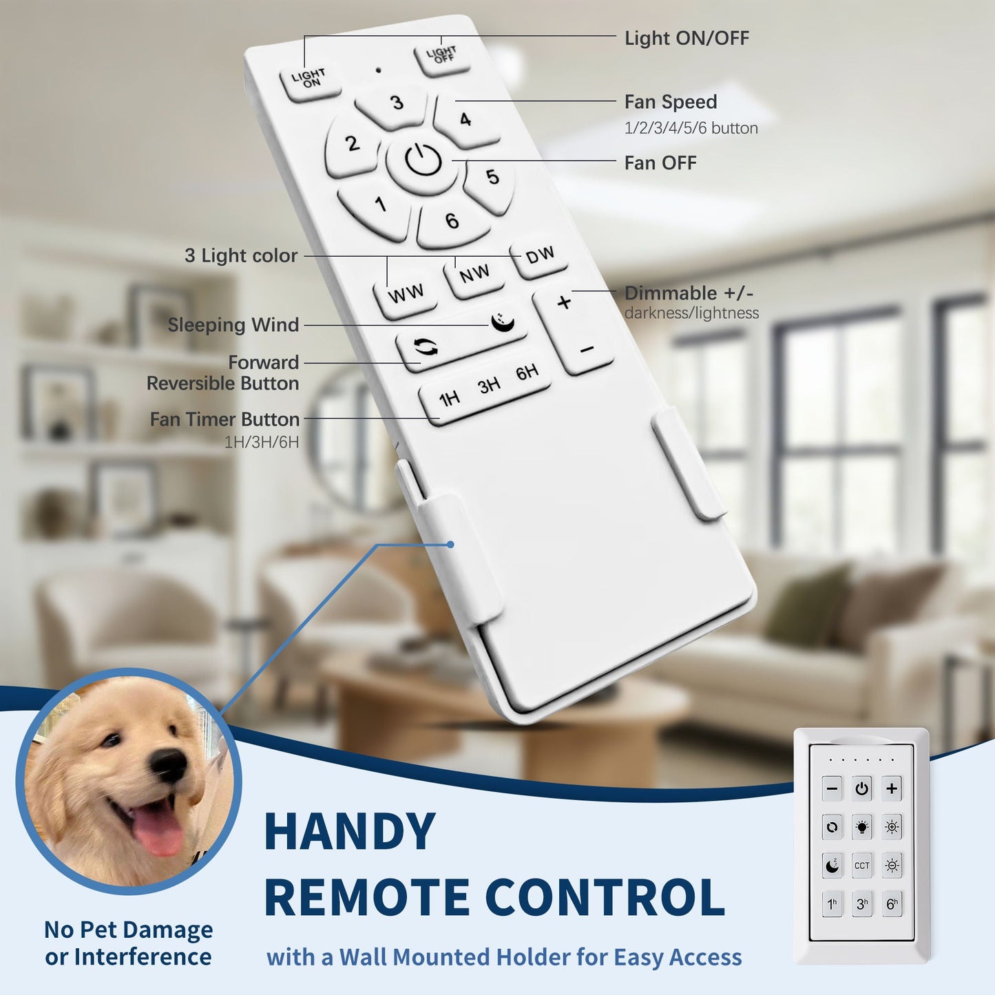 Reversible Motor Integrated LED Dimmable Ceiling Fan With Light