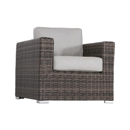 Patio Seating Group For 4 With Cushions And Fire Pit Table - Brown