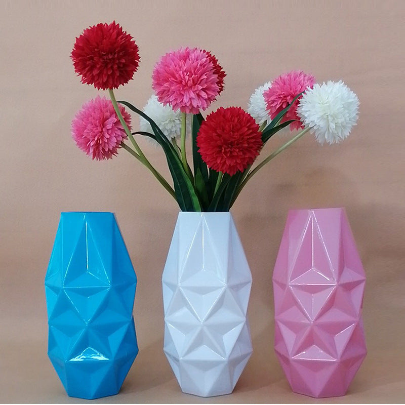 Creative spray color prismatic block glass vase living room dining table